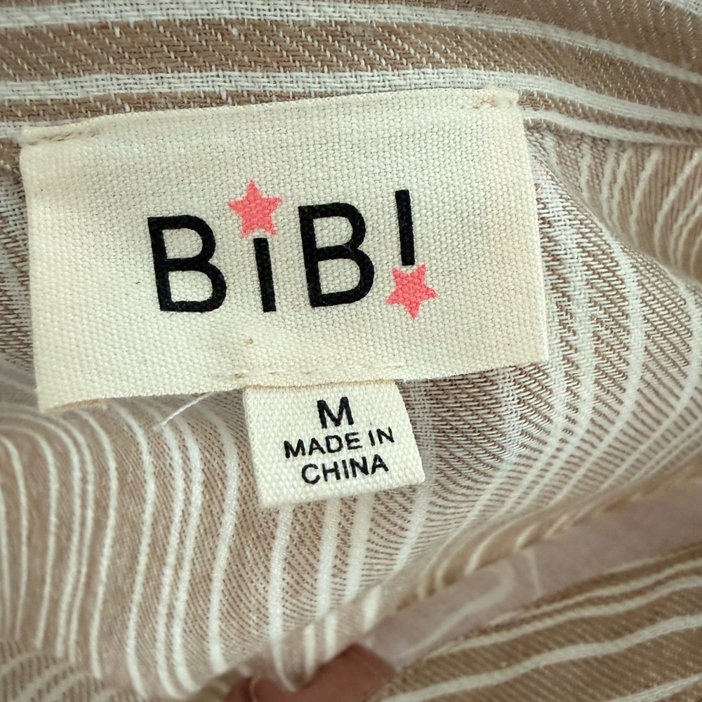 BiBi Cotton Blend Bows Stripes Oversized Button Down Size Medium - Picture 5 of 8